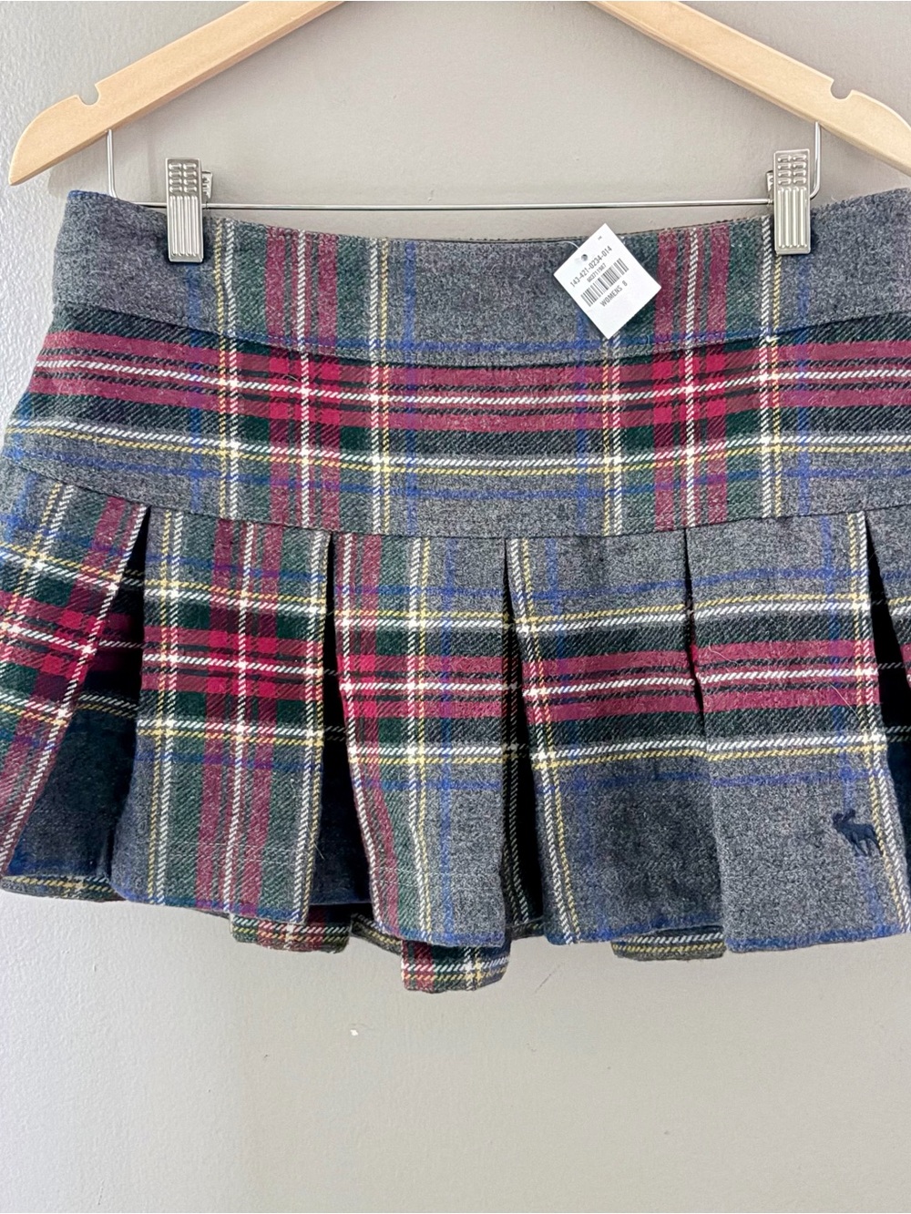Y2K Plaid Pleated Wool Mini Skirt Abercrombie & Fitch NWT
